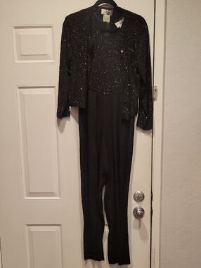 Sparkling Black Jumpsuit with Coordinating Jacket